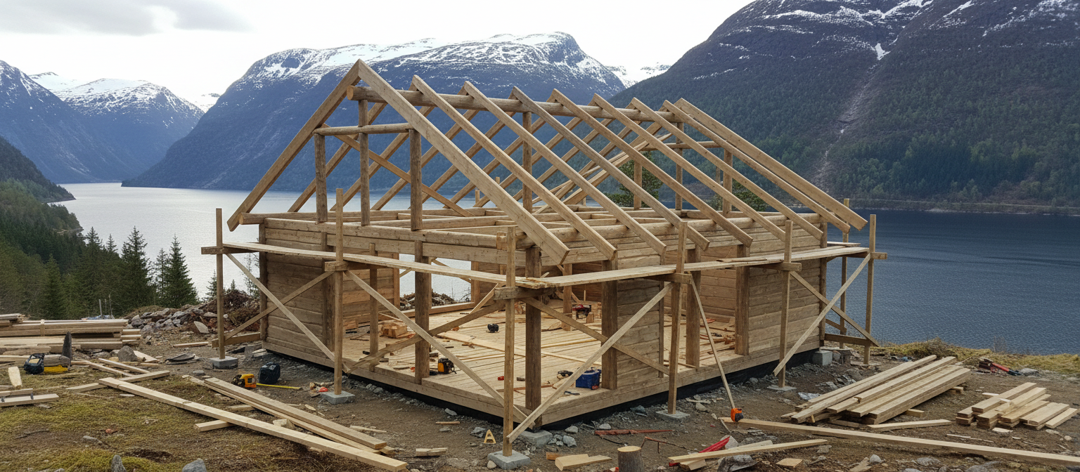 Noors huis in aanbouw